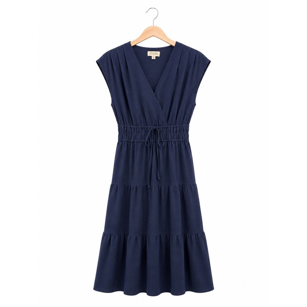 Tahari Arthur S. Levine Women's Navy Blue Tiered Midi Dress XS
